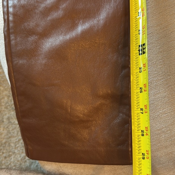 WILFRED x ARITZIA The Melina Pant High Waisted Vegan Leather Cognac Brown {P36} - Picture 11 of 12